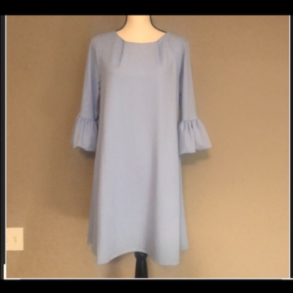 🆕 Light Blue Balloon-Sleeve Dress